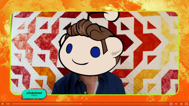 animated snoo avatar overlayed on video call footage